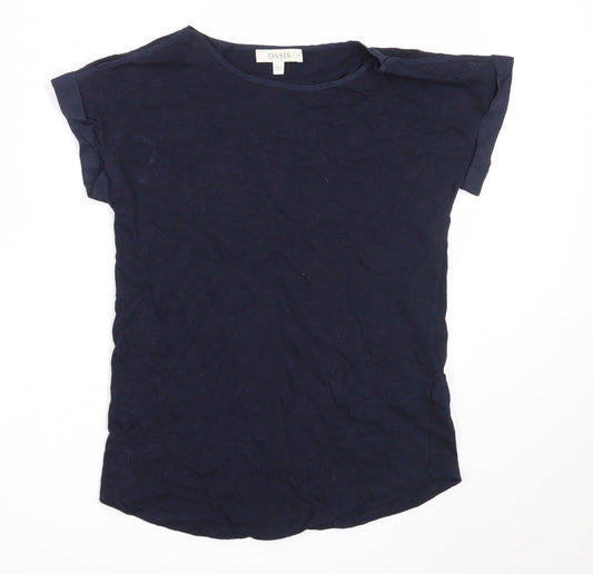 Oasis Womens Blue  Cotton Basic T-Shirt Size XS Round Neck