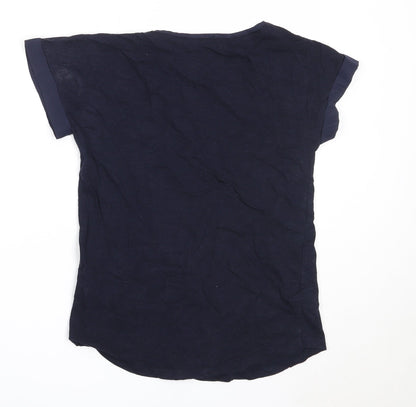 Oasis Womens Blue  Cotton Basic T-Shirt Size XS Round Neck