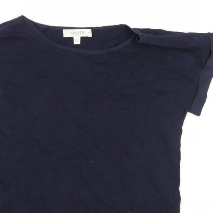 Oasis Womens Blue  Cotton Basic T-Shirt Size XS Round Neck