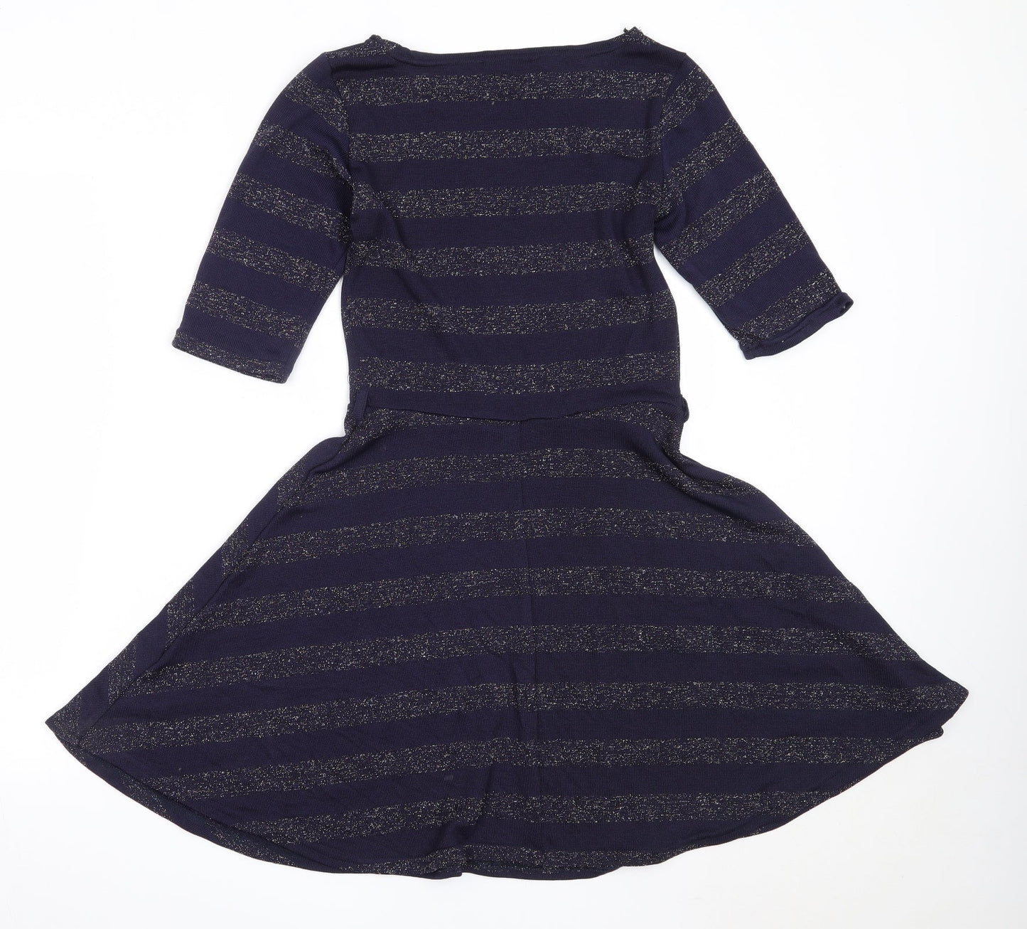 Atmosphere Womens Blue Striped Polyester Fit & Flare  Size 12  Round Neck