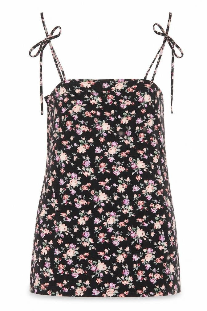 SheIn Womens Black Floral Polyester Mini  Size S  Square Neck