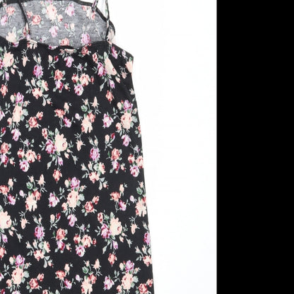 SHEIN Womens Black Floral Polyester Mini  Size S  Square Neck