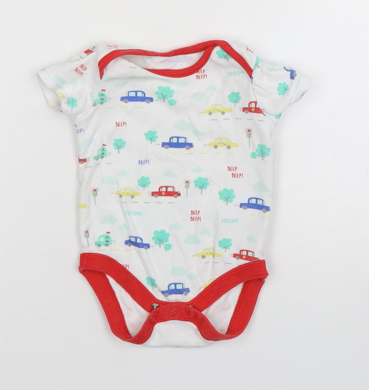 St Bernard Boys Multicoloured Geometric Cotton Leotard One-Piece Size 3-6 Months  Snap - Car Print