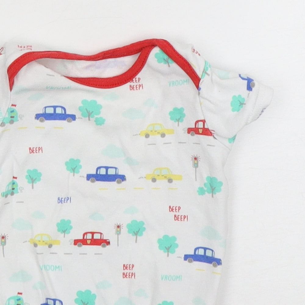 St Bernard Boys Multicoloured Geometric Cotton Leotard One-Piece Size 3-6 Months  Snap - Car Print