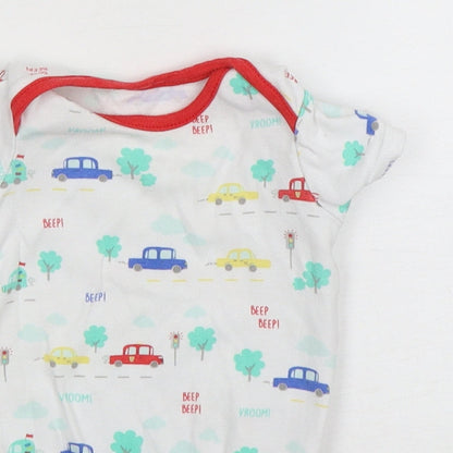 St Bernard Boys Multicoloured Geometric Cotton Leotard One-Piece Size 3-6 Months  Snap - Car Print
