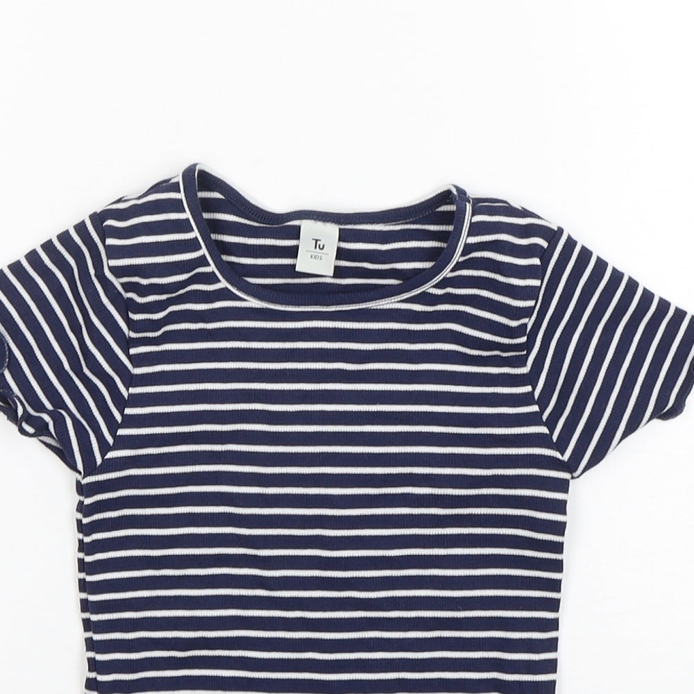 TU Girls Multicoloured Striped Cotton Basic T-Shirt Size 6 Years Round Neck Pullover