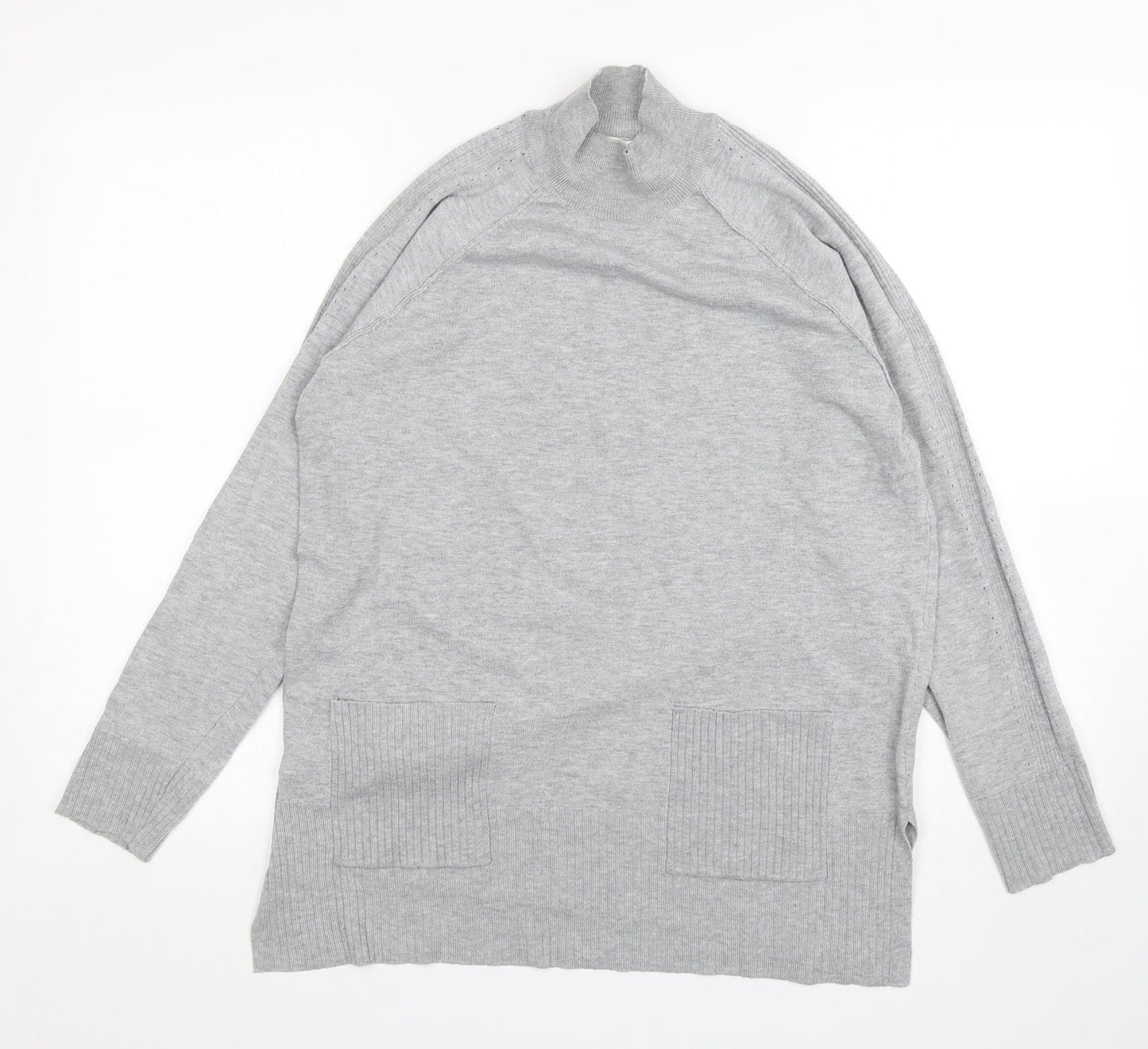 Peyton Primrose Womens Grey Mock Neck  Polyester Pullover Jumper Size L