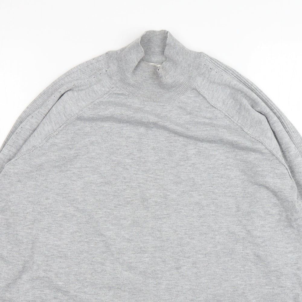 Peyton Primrose Womens Grey Mock Neck  Polyester Pullover Jumper Size L