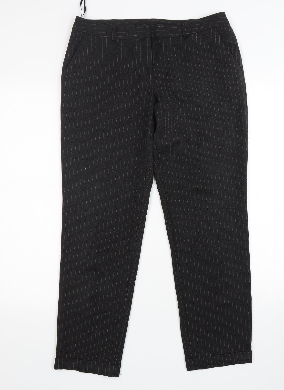 Dorothy Perkins Womens Grey Striped Polyester Trousers  Size 10 L29 in Regular Zip