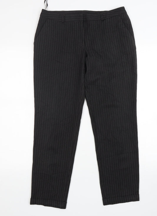 Dorothy Perkins Womens Grey Striped Polyester Trousers  Size 10 L29 in Regular Zip