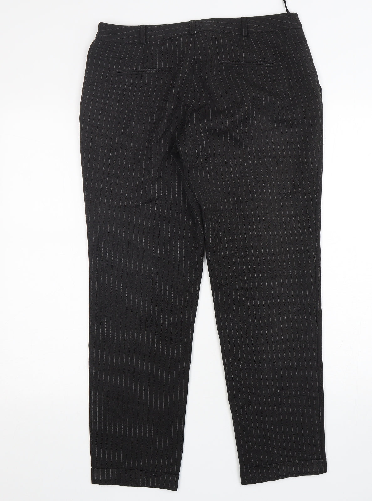 Dorothy Perkins Womens Grey Striped Polyester Trousers  Size 10 L29 in Regular Zip