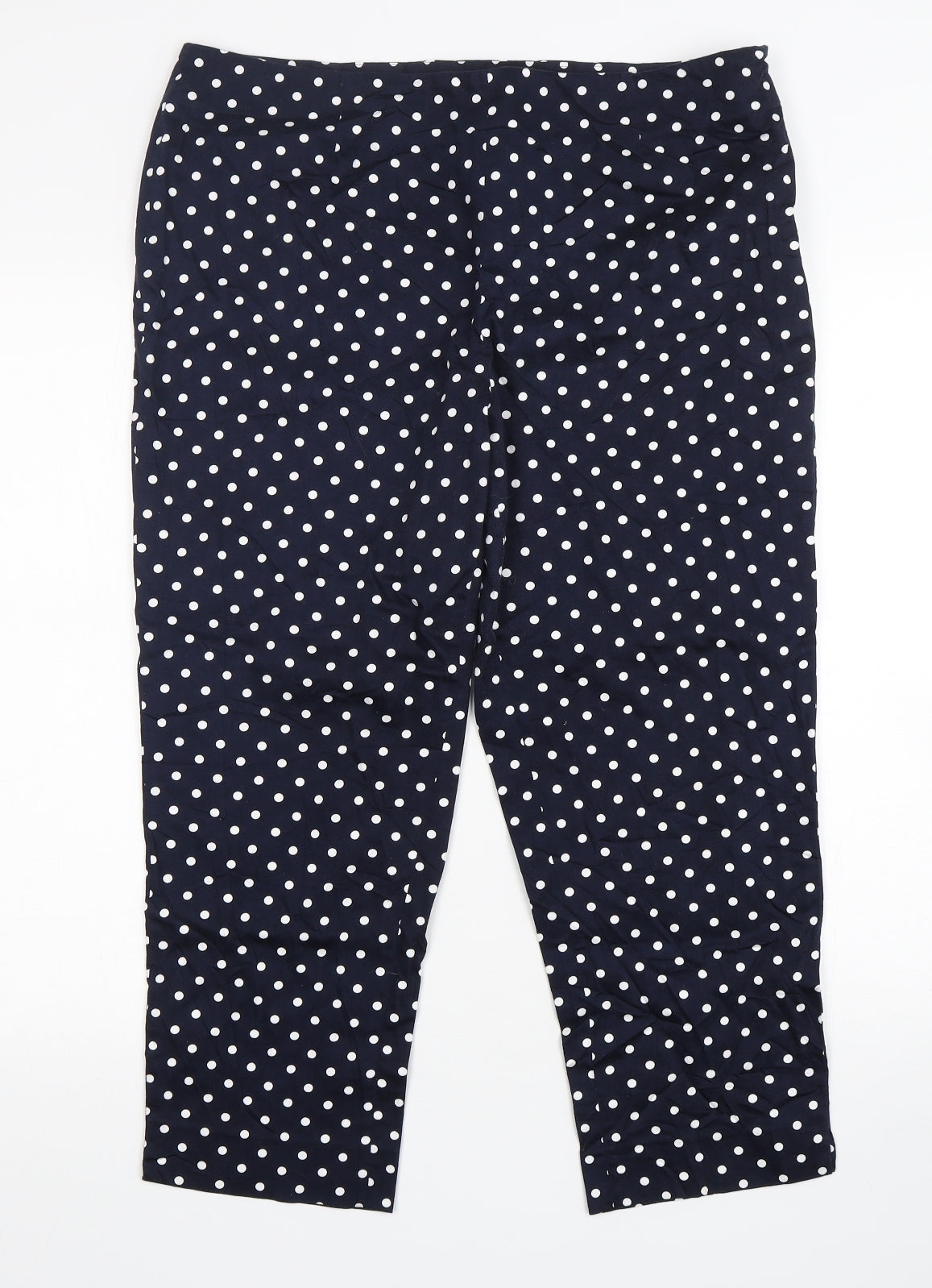 Artigiano Womens Blue Polka Dot Cotton Cropped Trousers Size 36 in L24 in Regular Zip