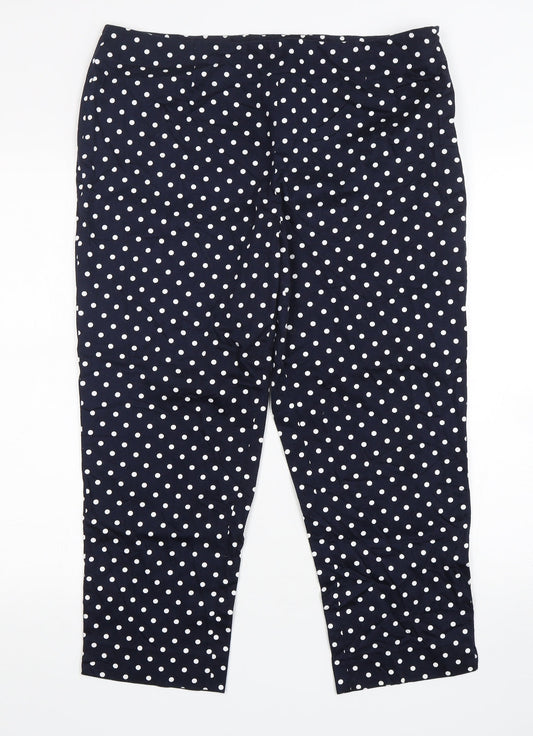 Artigiano Womens Blue Polka Dot Cotton Cropped Trousers Size 36 in L24 in Regular Zip