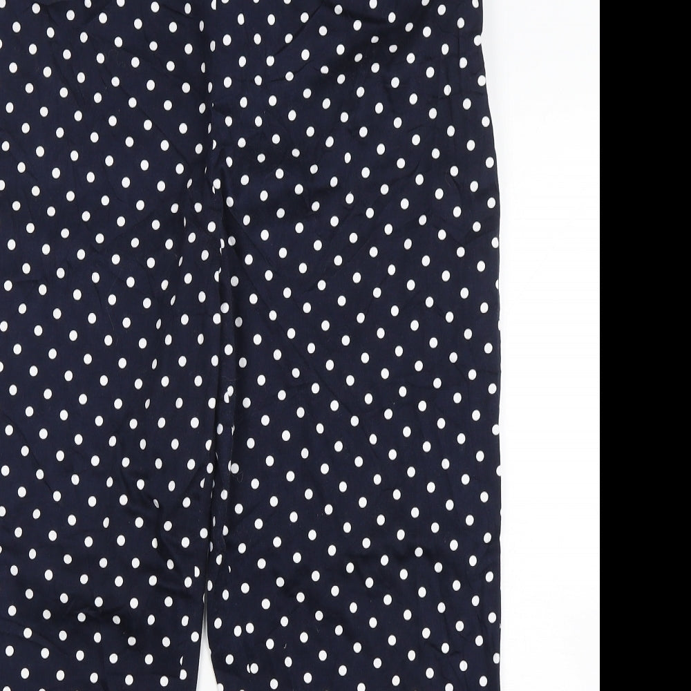 Artigiano Womens Blue Polka Dot Cotton Cropped Trousers Size 36 in L24 in Regular Zip