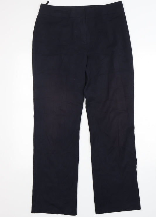 Marks and Spencer Womens Blue  Polyester Trousers  Size 12 L31 in Regular Zip