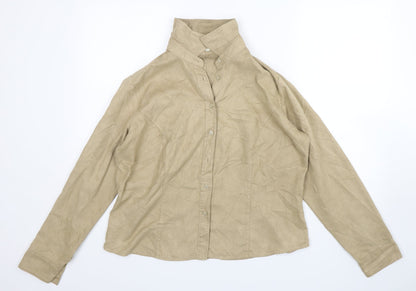 Marks & Spencer Womens Beige  Polyester Basic Button-Up Size 18 Collared