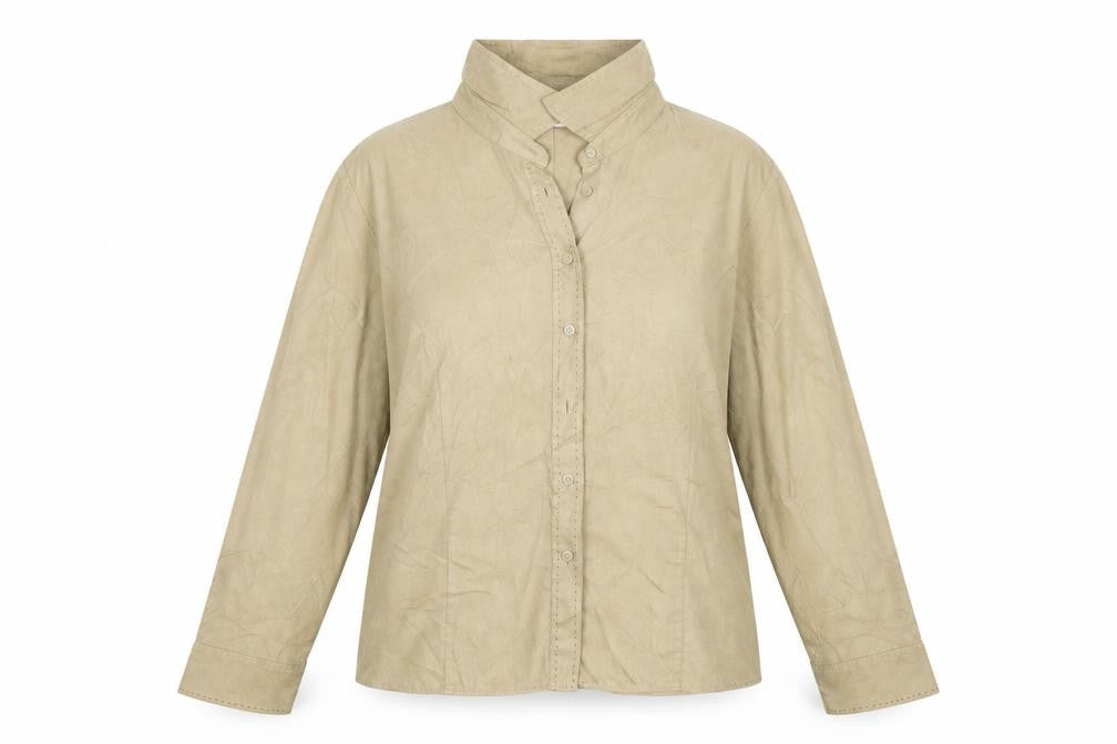 Marks & Spencer Womens Beige  Polyester Basic Button-Up Size 18 Collared