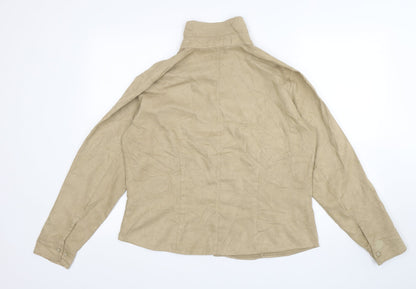 Marks & Spencer Womens Beige  Polyester Basic Button-Up Size 18 Collared