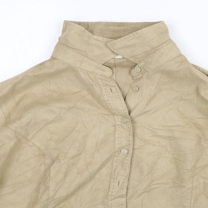 Marks & Spencer Womens Beige  Polyester Basic Button-Up Size 18 Collared