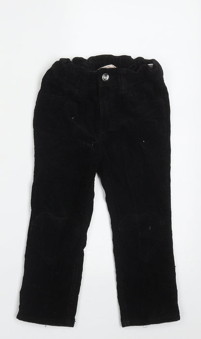 Preloved H&M Girls Black  Cotton Capri Trousers Size 2 Years  Regular Button - Front