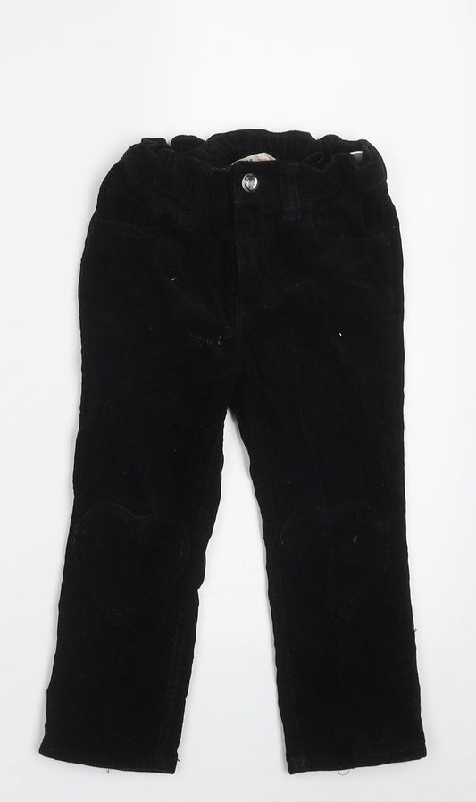 H&M Girls Black  Cotton Capri Trousers Size 2 Years  Regular Button