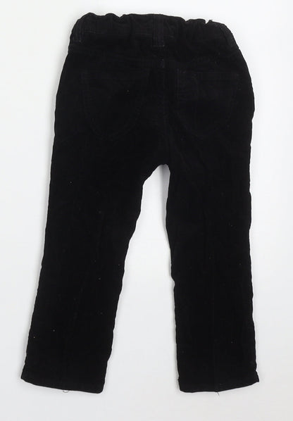 Preloved H&M Girls Black  Cotton Capri Trousers Size 2 Years  Regular Button - Back