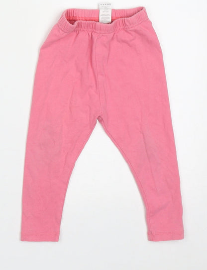 Preloved TU Girls Pink  Cotton Capri Trousers Size 2 Years  Regular Pullover - Front