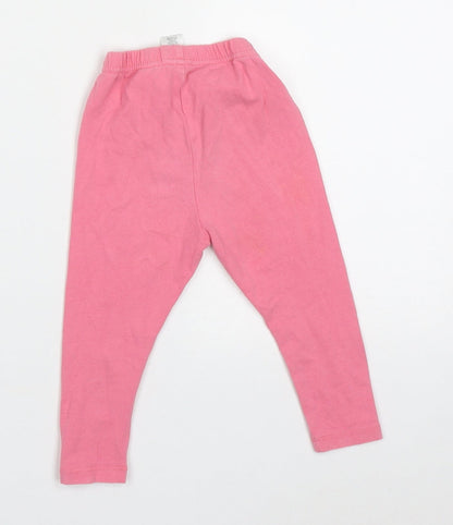 Preloved TU Girls Pink  Cotton Capri Trousers Size 2 Years  Regular Pullover - Back