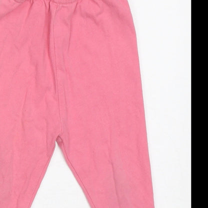 Preloved TU Girls Pink  Cotton Capri Trousers Size 2 Years  Regular Pullover - Detail