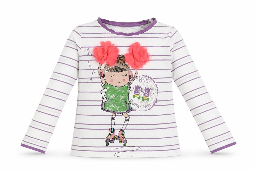 Marks & Spencer Girls White Striped Cotton Basic Casual Size 5-6 Years Crew Neck Pullover - little roller girl