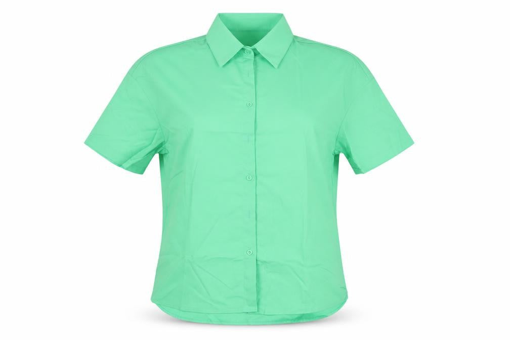 SheIn Womens Green  Polyester Basic Button-Up Size M Collared