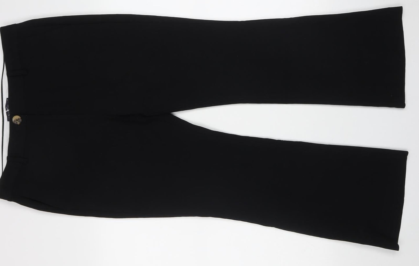 Marks and Spencer Womens Black  Polyester Trousers  Size 14 L28 in Regular Button