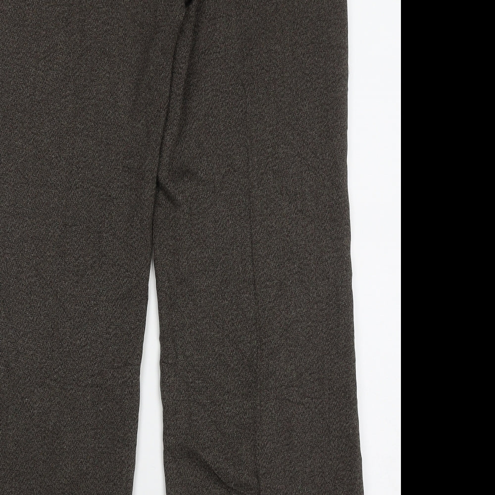 Marks and Spencer Womens Brown  Polyester Trousers  Size 12 L30 in Regular Hook & Eye