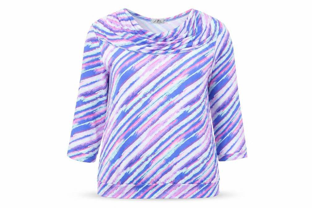 FM Collection Womens Multicoloured Geometric Polyester Camisole T-Shirt Size XL Roll Neck - Padded Shoulders
