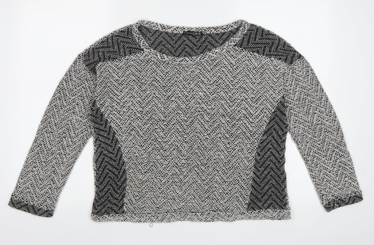 Atmosphere Womens Grey Boat Neck Geometric Acrylic Pullover Jumper Size 16