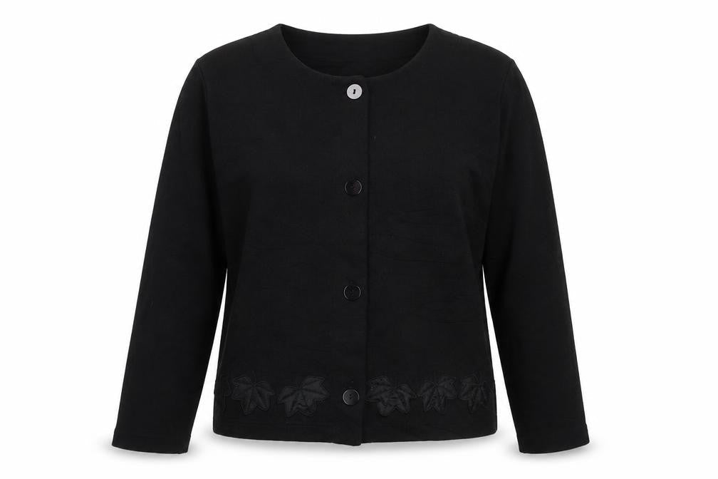 bader  Womens Black Crew Neck  Polyester Cardigan Jumper Size M