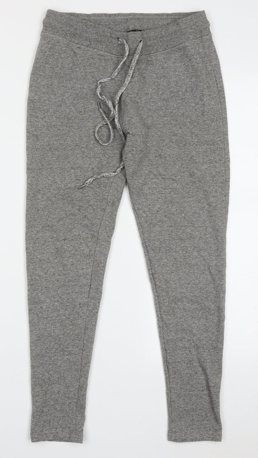 LEFTIES Womens Grey  Cotton Cropped Trousers Size L L25 in Regular Tie