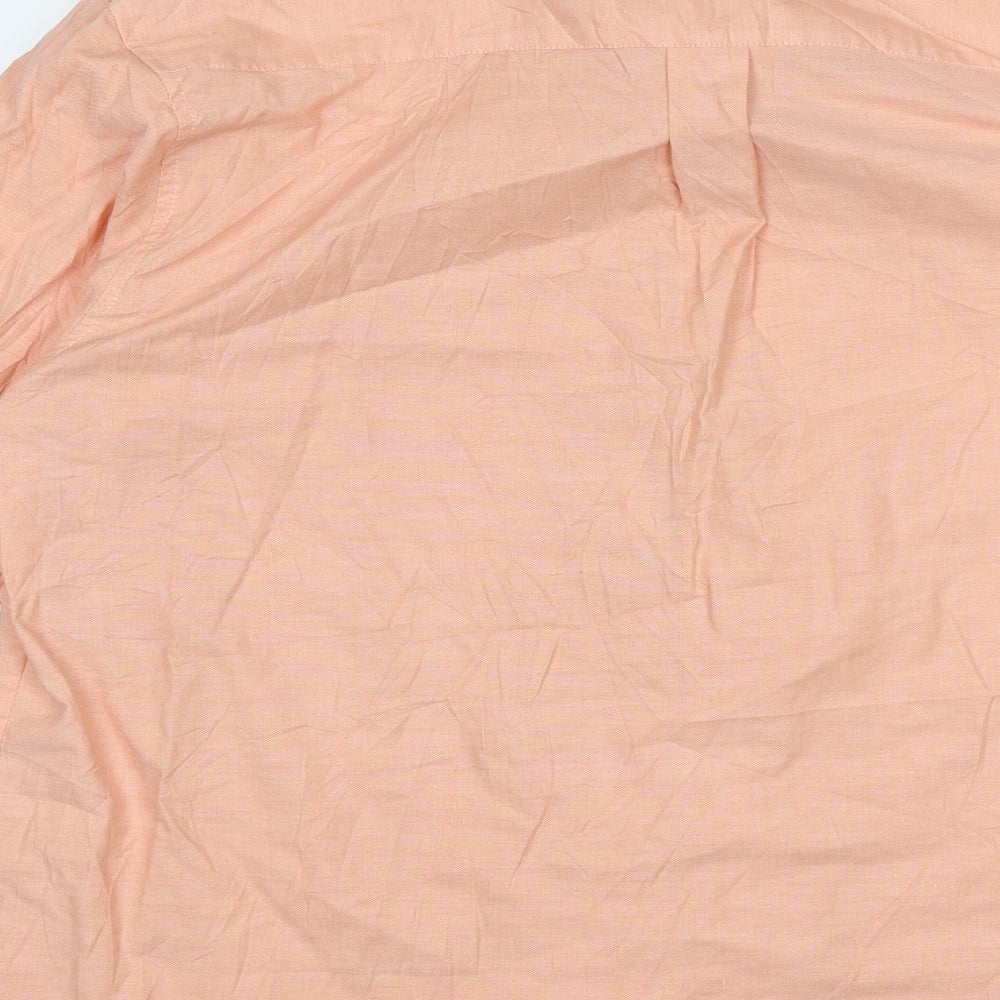 Cardelli Mens Orange  Polyester  Button-Up Size XL Collared Button