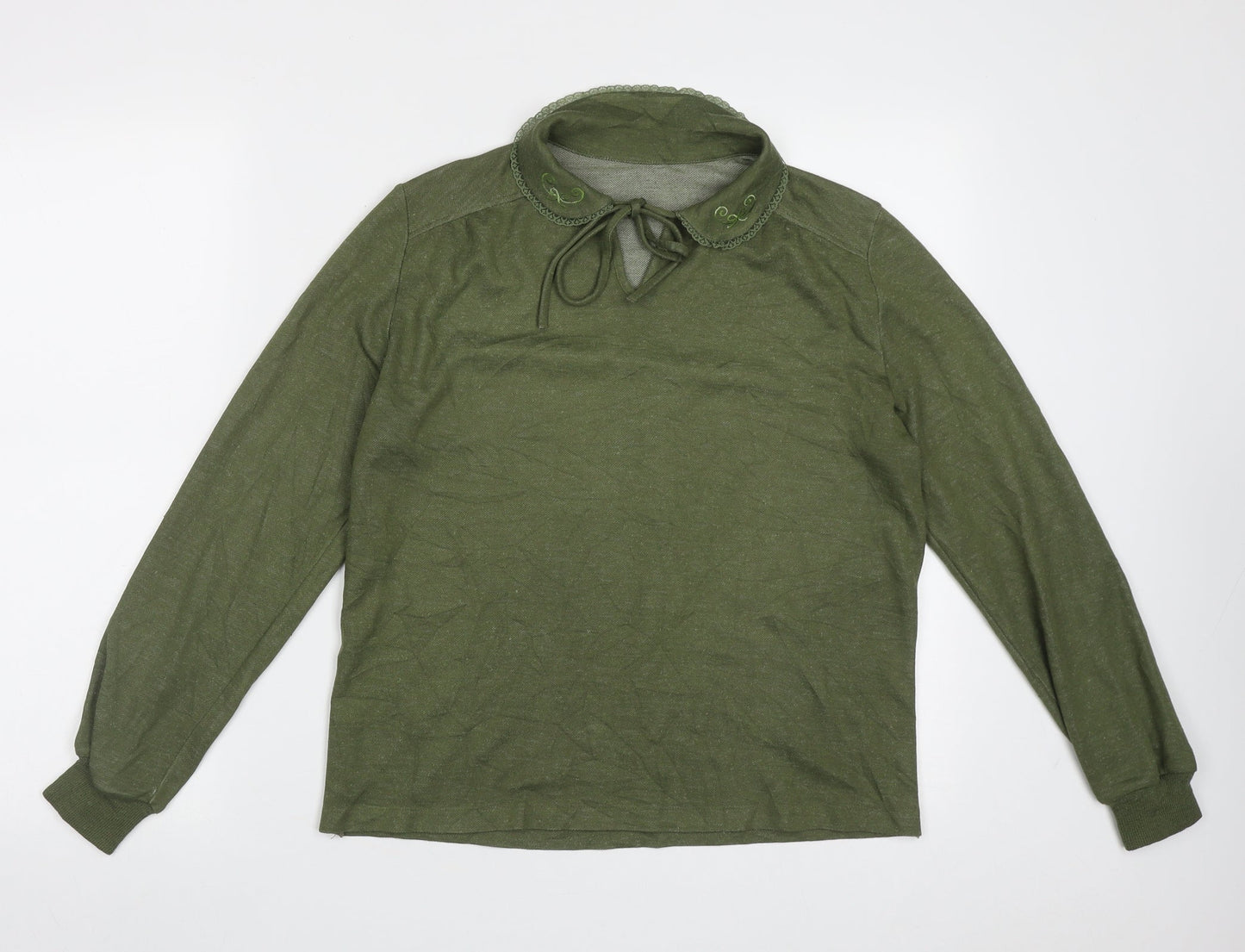 St.Micheal Womens Green Collared  Acrylic Pullover Jumper Size 12