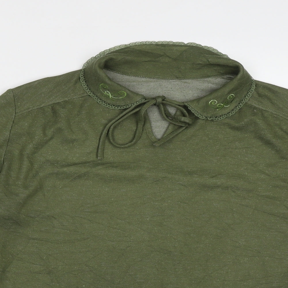 St.Micheal Womens Green Collared  Acrylic Pullover Jumper Size 12