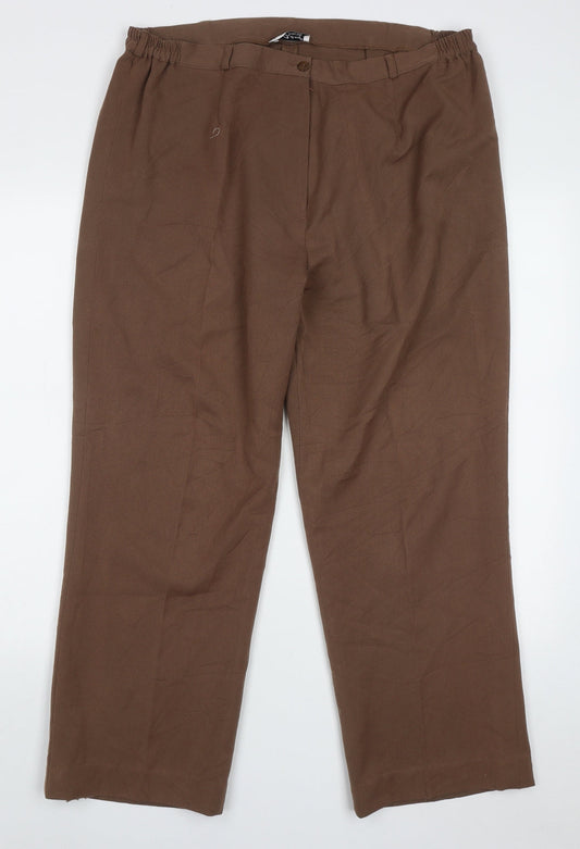 Anne Smith Womens Brown  Polyester Trousers  Size 18 L28 in Regular Button