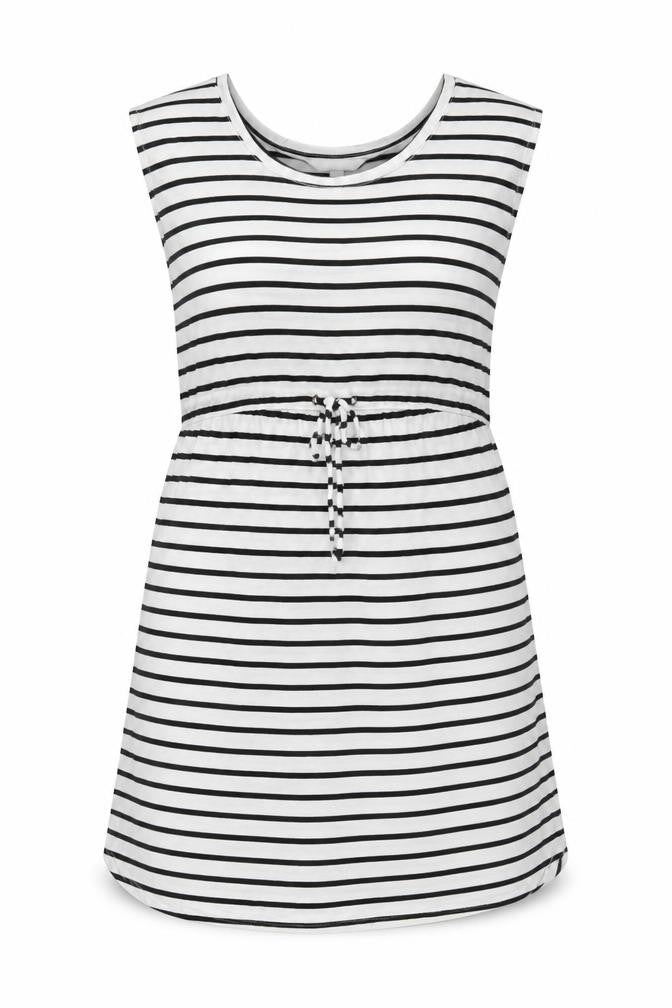 H&M Womens White Striped Viscose A-Line  Size M  Crew Neck Drawstring