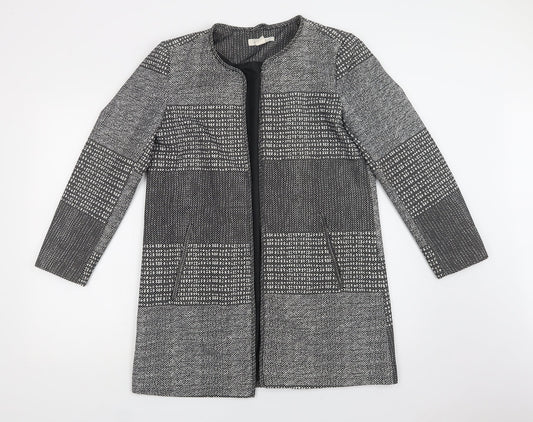 H&M Womens Grey Geometric  Overcoat Coat Size 12