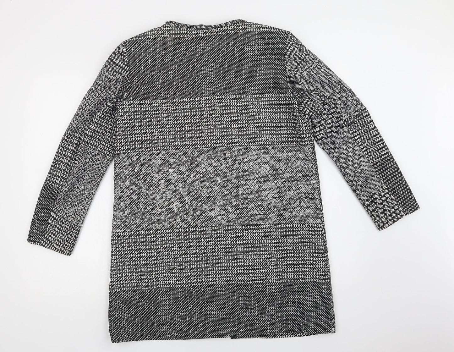 H&M Womens Grey Geometric  Overcoat Coat Size 12