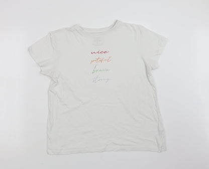 Preloved Primark Womens White  Cotton Basic T-Shirt Size M Crew Neck - Nice - Front