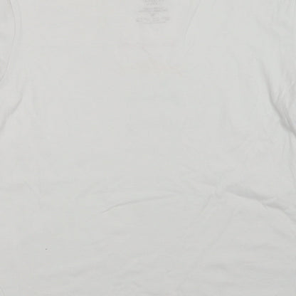 Preloved Primark Womens White  Cotton Basic T-Shirt Size M Crew Neck - Nice - Label