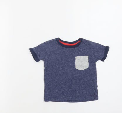 Preloved Carter's Baby Blue  Cotton Basic Polo Size 12 Months Crew Neck - Front