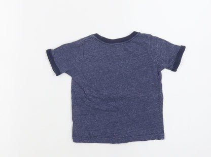 Preloved Carter's Baby Blue  Cotton Basic Polo Size 12 Months Crew Neck - Back