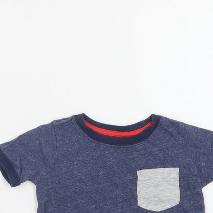 Preloved Carter's Baby Blue  Cotton Basic Polo Size 12 Months Crew Neck - Detail