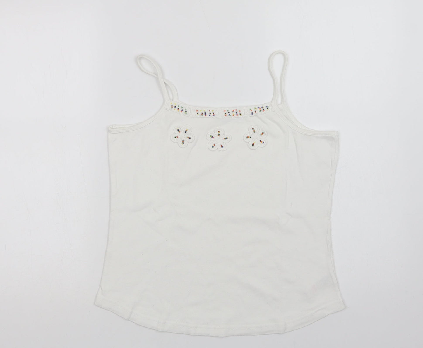 Dunnes Stores Womens White  Cotton Basic Tank Size 18 Square Neck